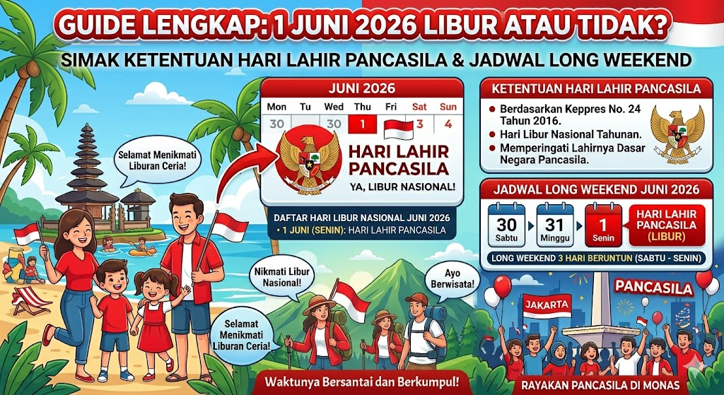 1 Juni 2026 Libur atau Tidak? Simak Ketentuan Hari Lahir Pancasila dan Jadwal Long Weekend
