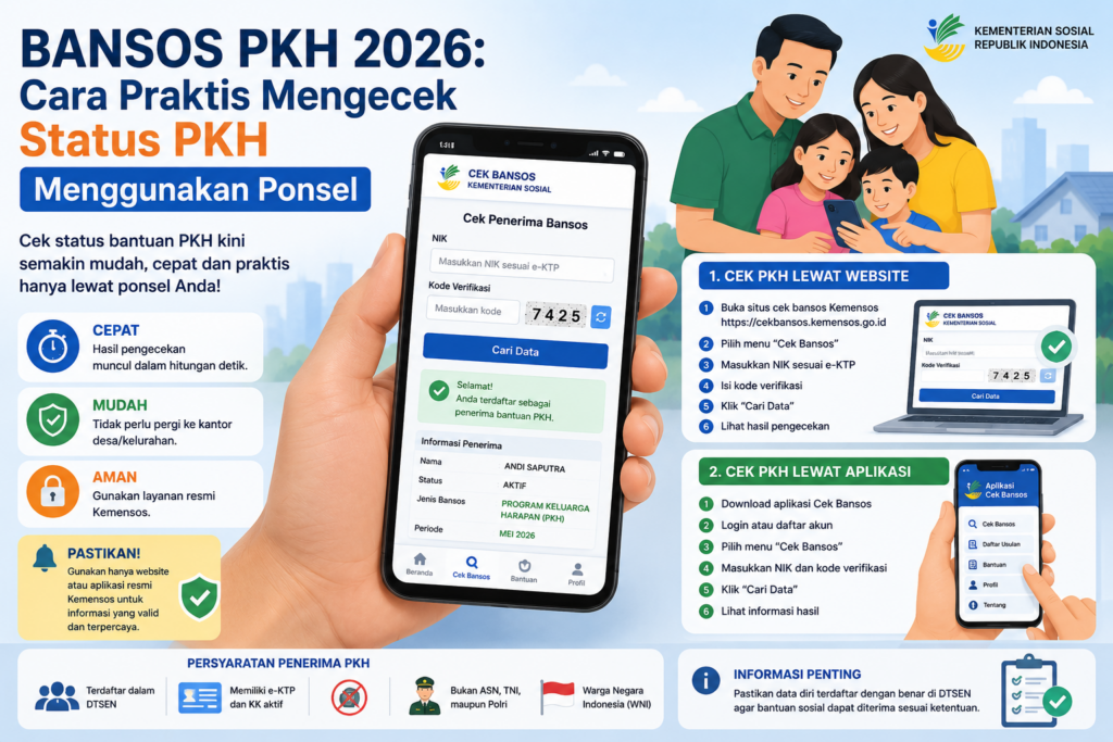 Bansos PKH 2026: Cara Praktis Mengecek Status PKH Mengunakan Ponsel
