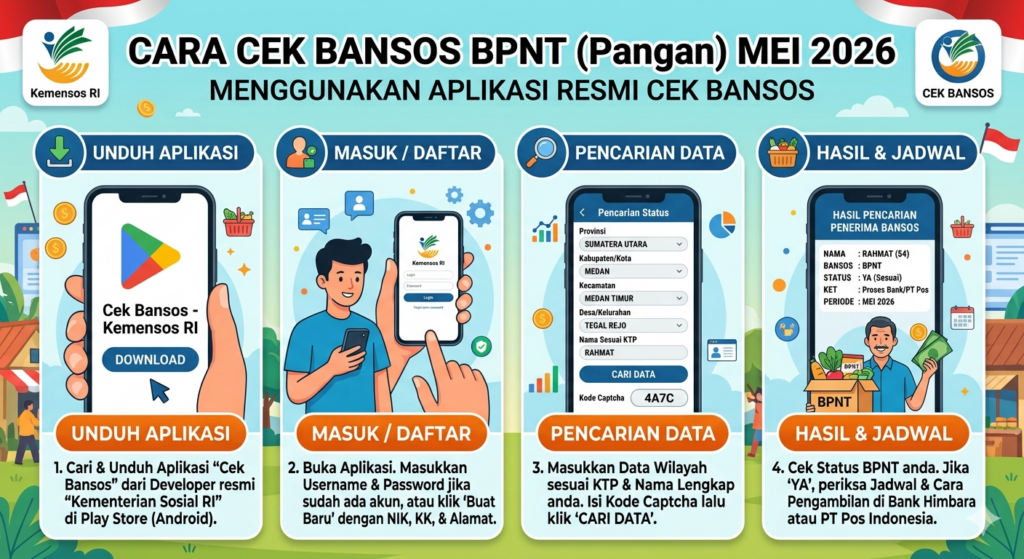 Cara Cek Bansos BPNT Menggunakan Aplikasi Resmi Cek Bansos Priode Mei 2026