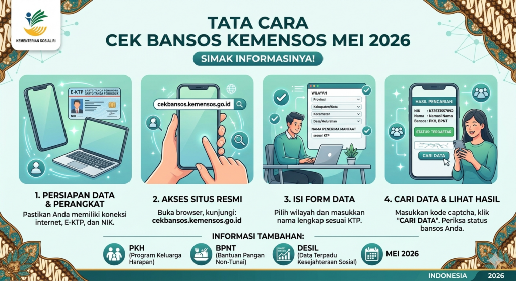 Tata Cara Cek Bansos Kemensos Mei 2026, Simak Informasinya!
