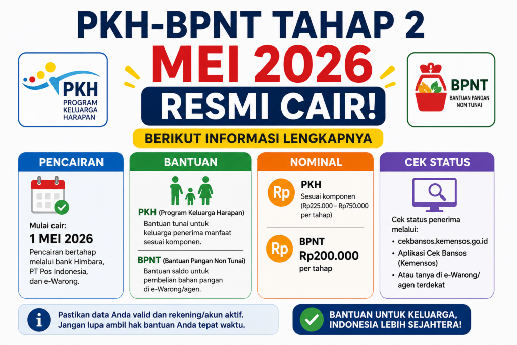 PKH-BPNT Tahap 2 Mei 2026 Resmi Cair, Berikut Informasi Lengkapnya
