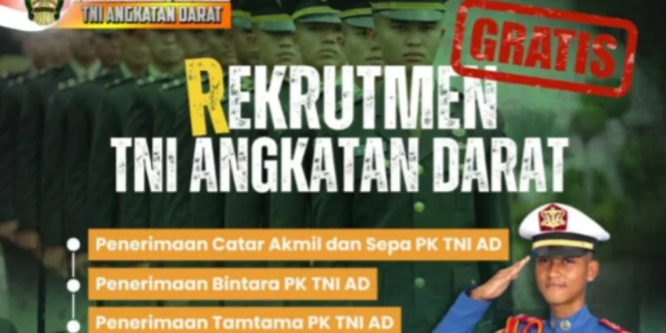 Cara Pendaftaran Penerimaan TNI AD PK 2025, Beserta Link Resmi