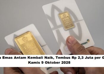 Harga Emas Antam Kembali Naik, Tembus Rp 2,3 Juta per Gram , Kamis 9 Oktober 2025
