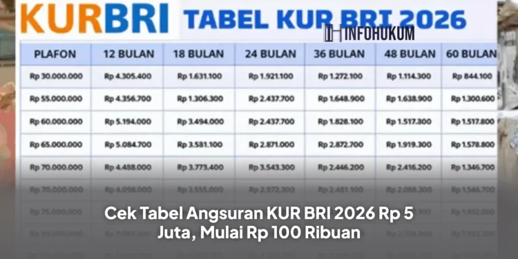 Cek Tabel Angsuran KUR BRI 2026 Rp 5 Juta, Mulai Rp 100 Ribuan
