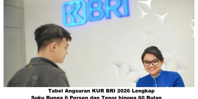 Tabel Angsuran KUR BRI 2026 Lengkap, Suku Bunga 6 Persen dan Tenor hingga 60 Bulan