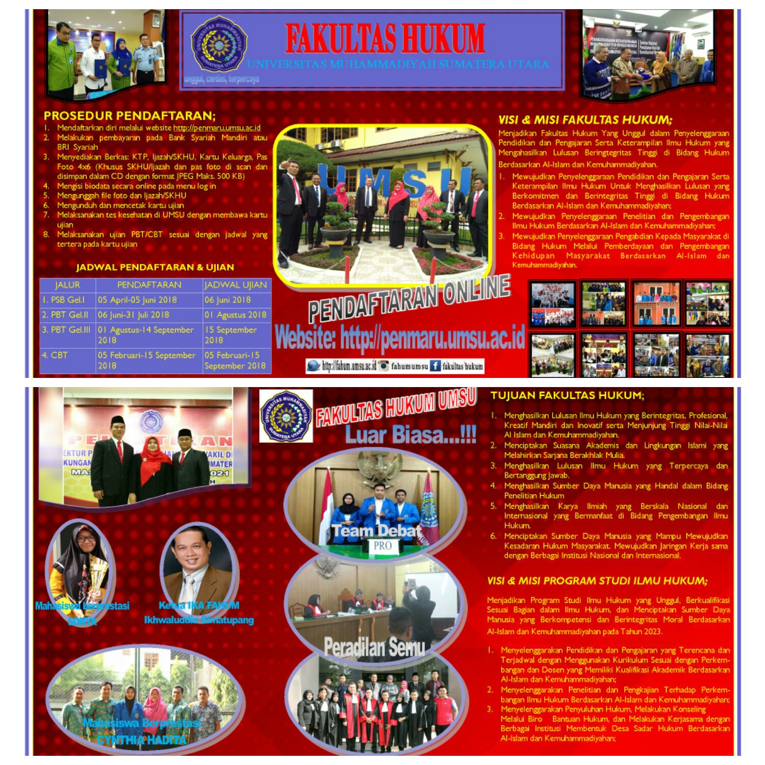 FAKULTAS HUKUM UMSU Membuka Pendaftaran Mahasiswa Baru T.A. 2018-2019