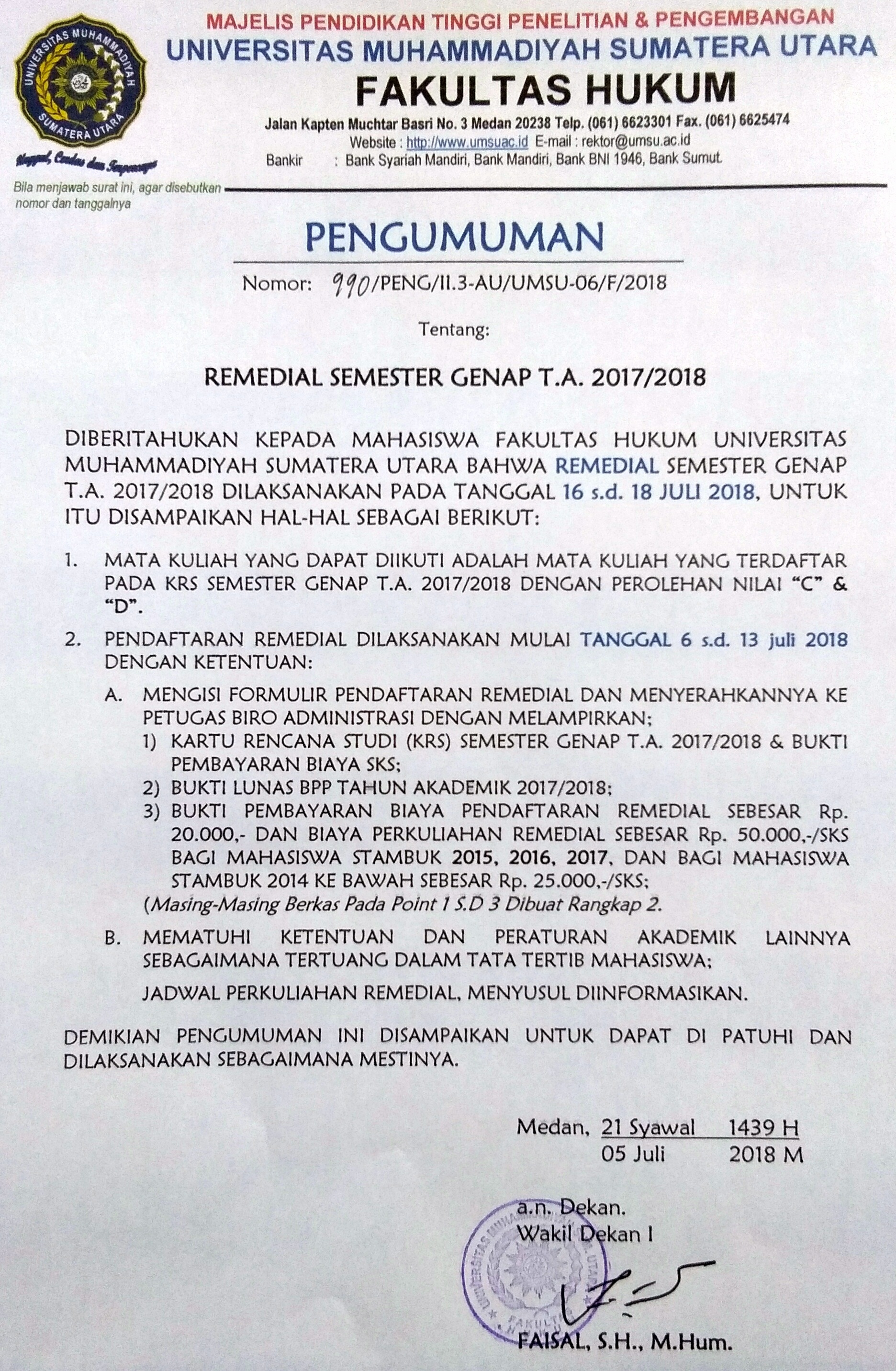 REMEDIAL SEMESTER GENAP T.A 2017/2018