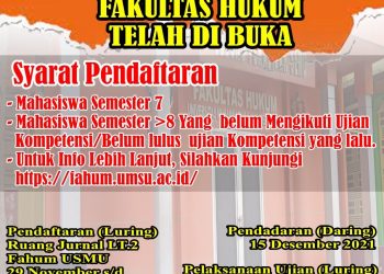 Ujian Kompetensi Fakultas Hukum UMSU telah di buka