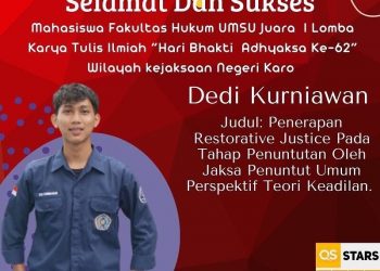 Mahasiswa Fakultas Hukum UMSU Juara 1 Lomba Karya Tulis Ilmiah Dengan Tema “Restorative Justice dan Rehabilitas Narkotika”